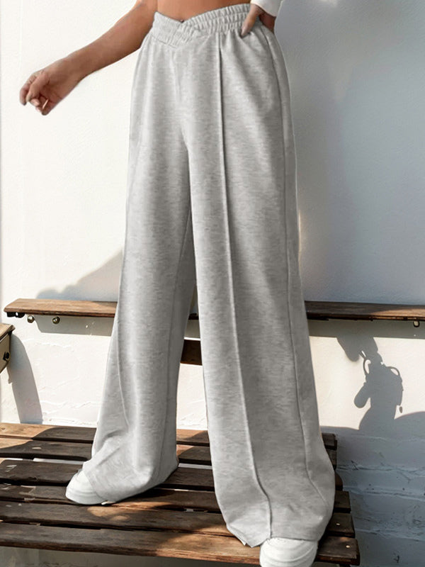 Pants Light Gray Polyester Layered Natural Waist Trousers