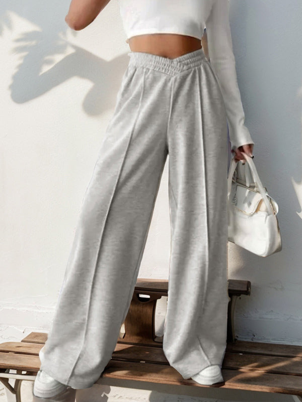 Pants Light Gray Polyester Layered Natural Waist Trousers