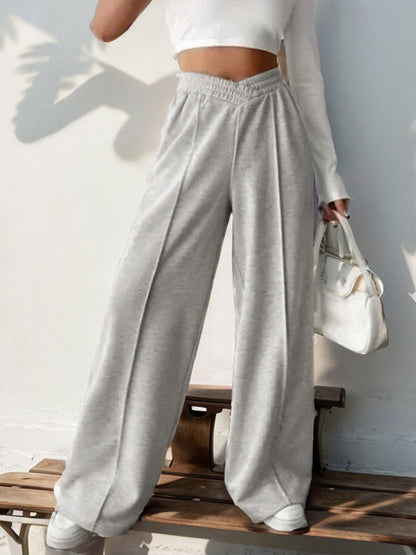 Pants Light Gray Polyester Layered Natural Waist Trousers