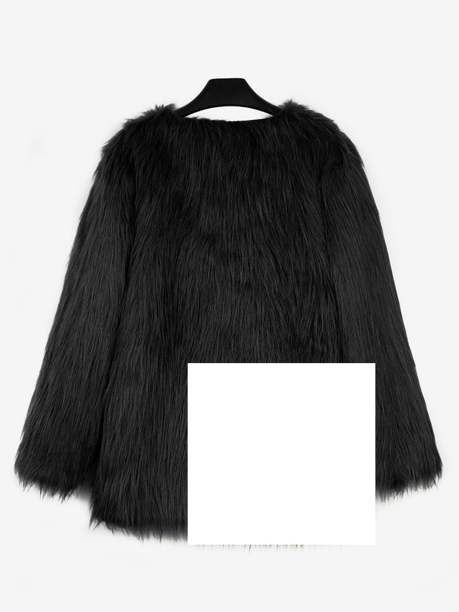 Faux Fur Coats Silver Long Sleeves Women Eco-friendly Fur Coat Coat
