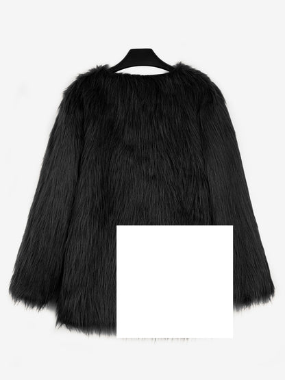 Faux Fur Coats Silver Long Sleeves Women Eco-friendly Fur Coat Coat
