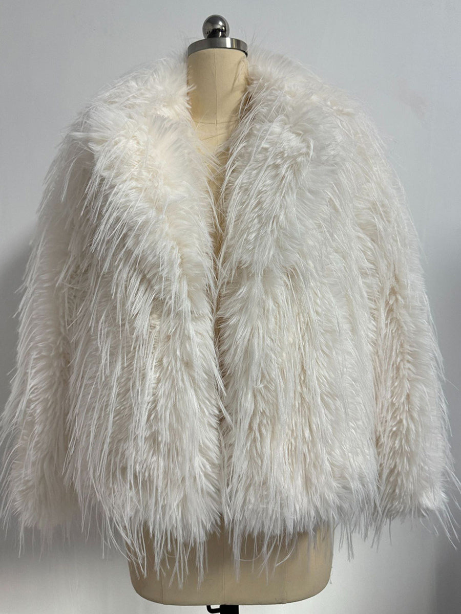 Fringed Faux Fur Coats Notched Lapel Eco-friendly Winter Jacket For Women 2026