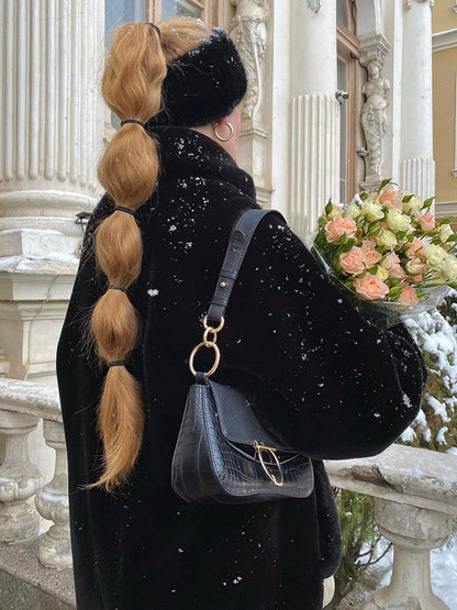 Faux Fur Coats Chic Turndown Collar White Winter Long Jacket For Women 2026