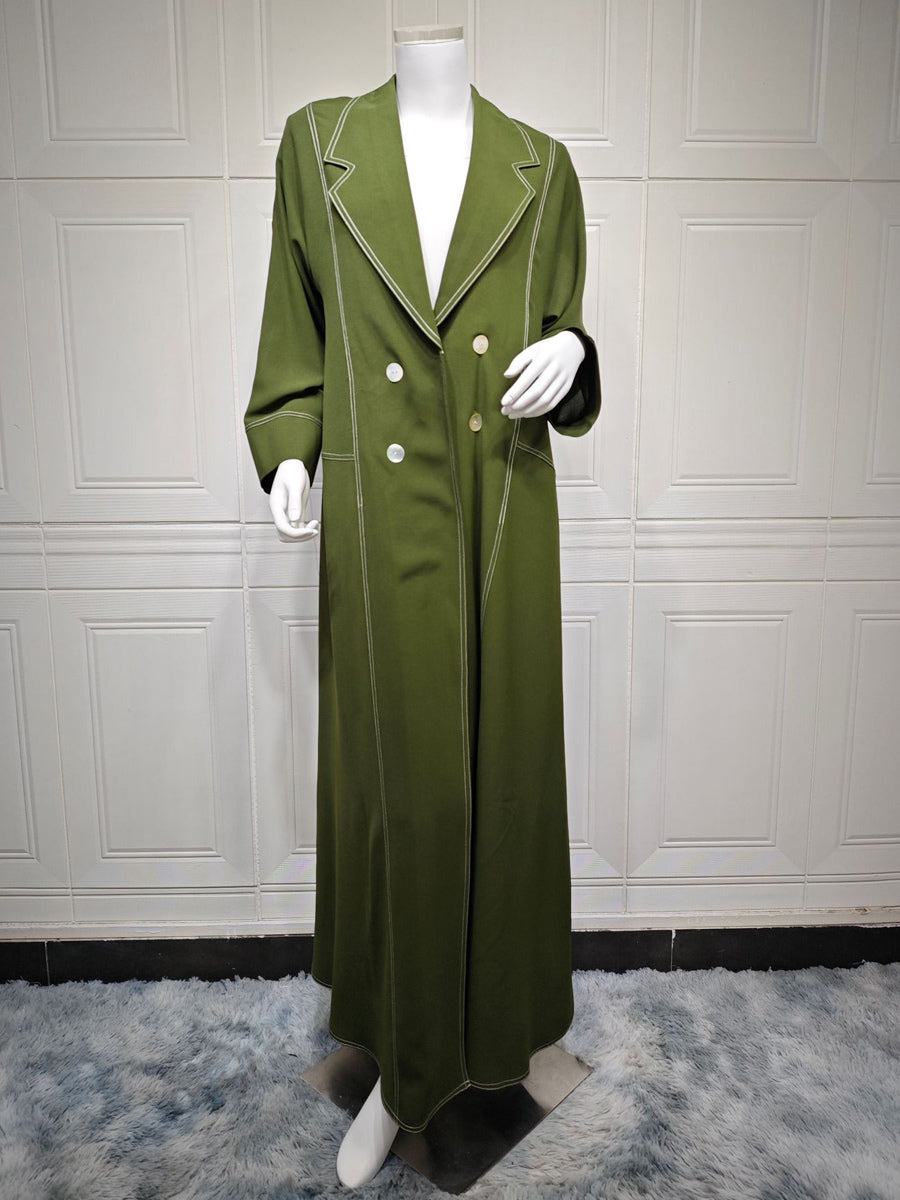 Trench Coat For Women Practical Buttons Turndown Collar Long Sleeves Polyester Front Button