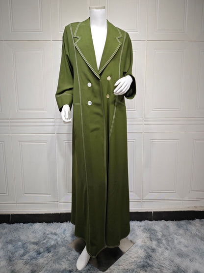 Trench Coat For Women Practical Buttons Turndown Collar Long Sleeves Polyester Front Button