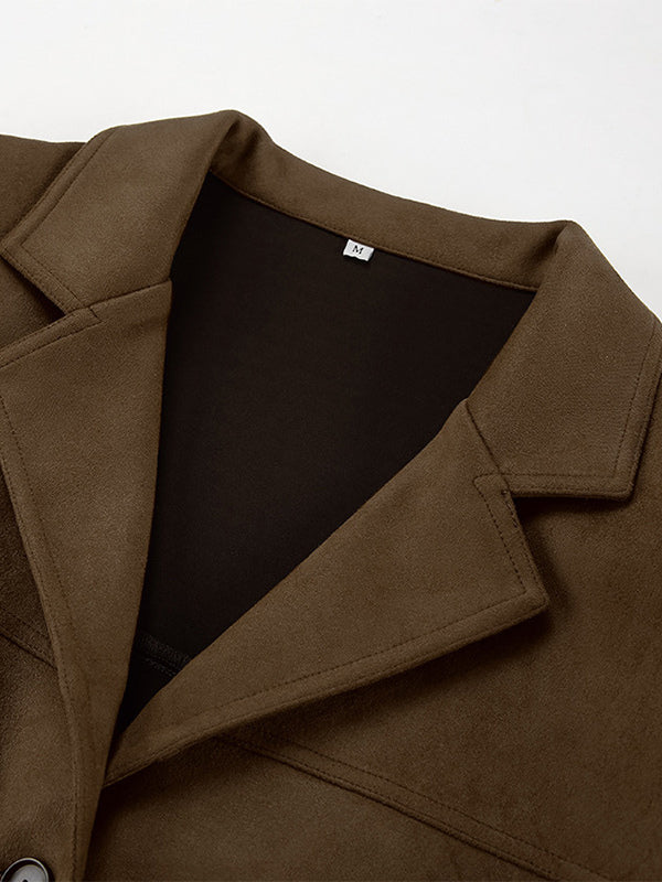 Women's Blazer Modern Suede Turndown Collar Long Sleeves