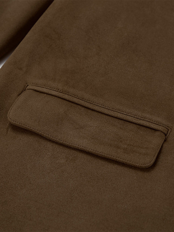 Women's Blazer Modern Suede Turndown Collar Long Sleeves