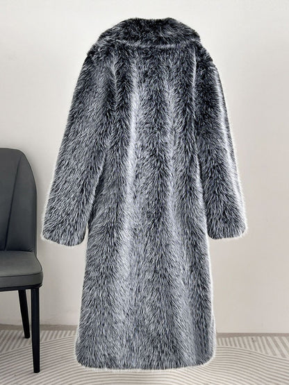 Faux Fur Coats Notched Lapel Oversized Winter Long Jacket For Women 2026