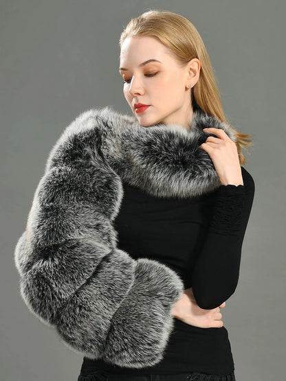 Faux Fur Coats Black No Waistline Asymmetrical Women Coat