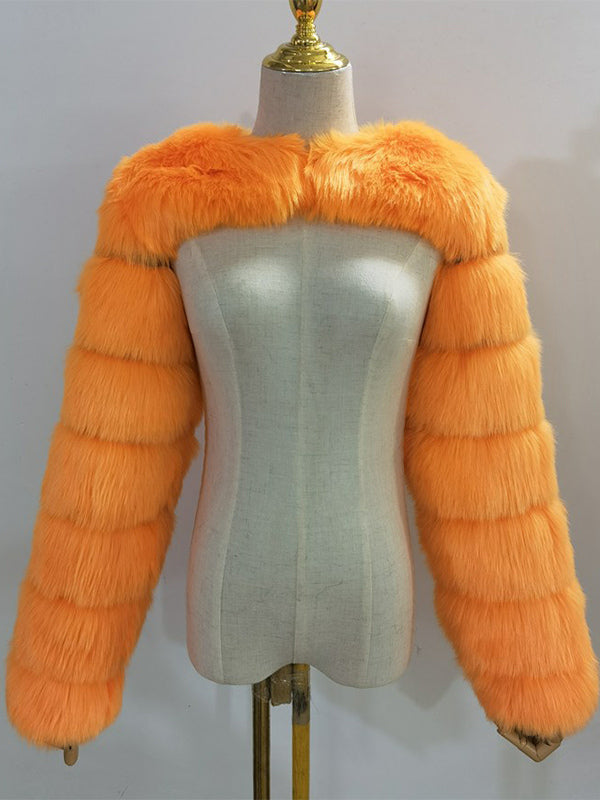 Faux Fur Long Sleeves Eco-friendly White Cropped Outerwear For Women 2026