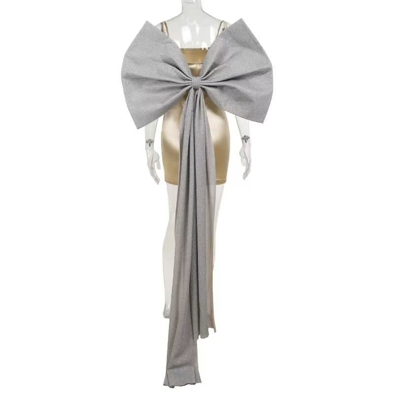 Bowknot applique glitter cami mini dress