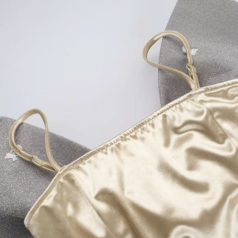 Bowknot applique glitter cami mini dress