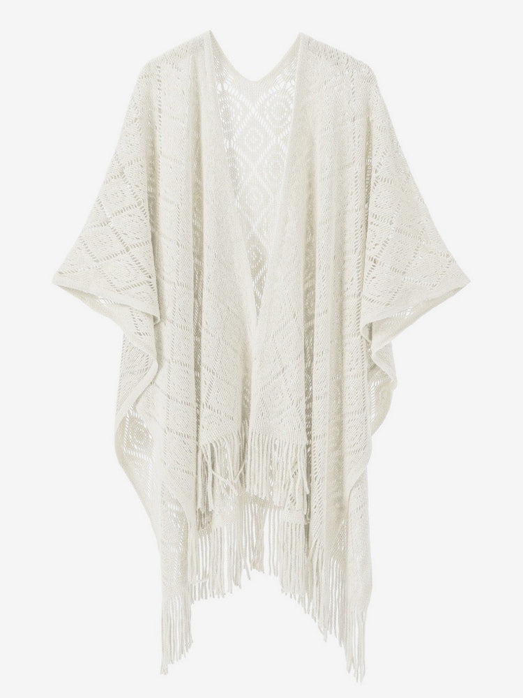 Women Poncho Designed Neckline Light Brown Poncho Cape