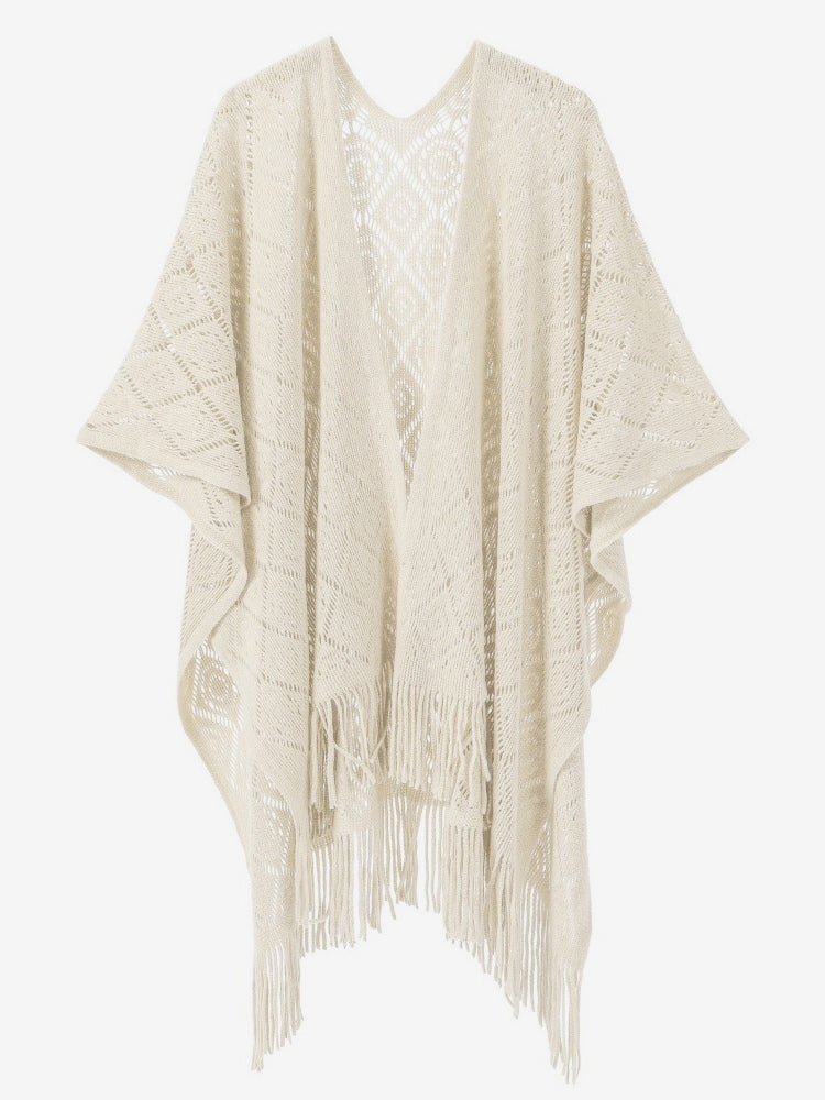 Women Poncho Designed Neckline Light Brown Poncho Cape