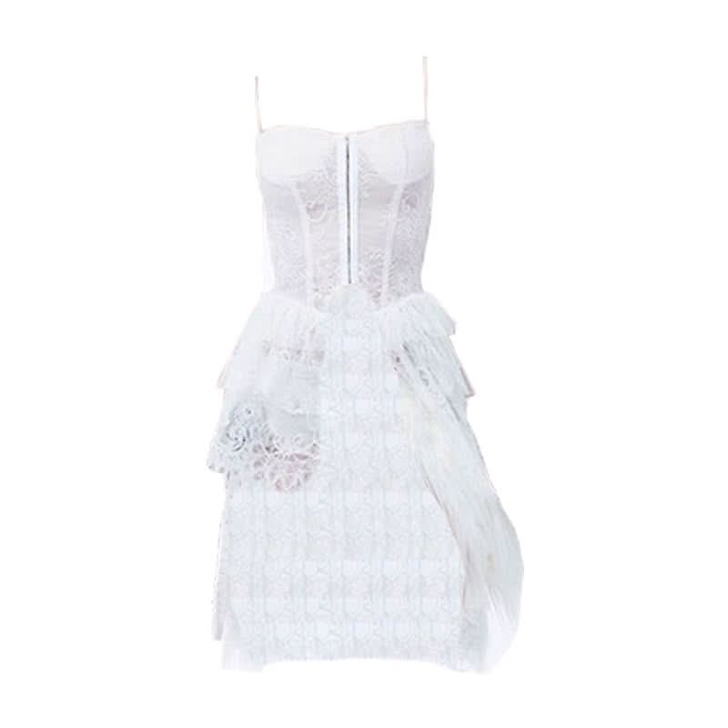 Lace button corset cami crop top