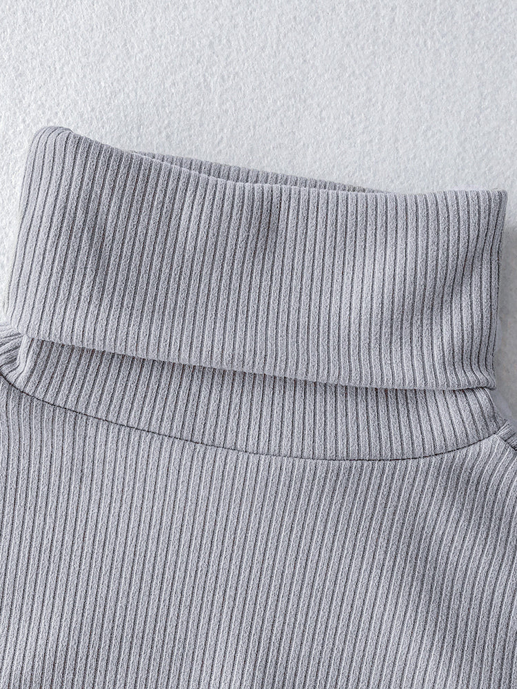 Knitted Dress For Women Comfy Polyester Long Sleeves High Collar