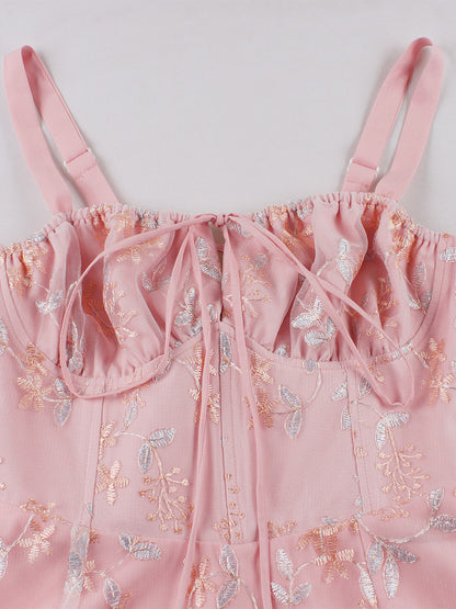 Pink Embroidered Retro Dress A-line 1950s Style Midi Swing Dress For Women 2026