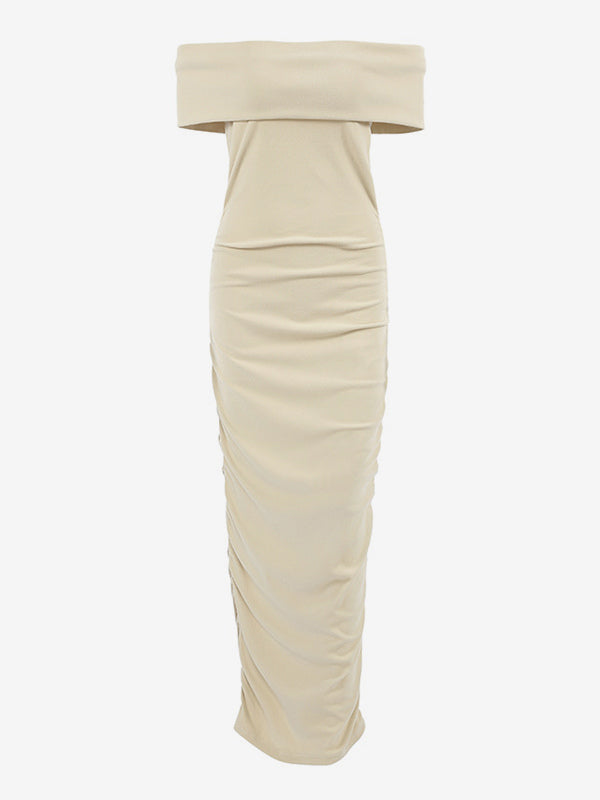Bodycon Dress Off-Shoulder Slim Fit Elegant Semi-formal Party Ruched Maxi Dress For Women 2026