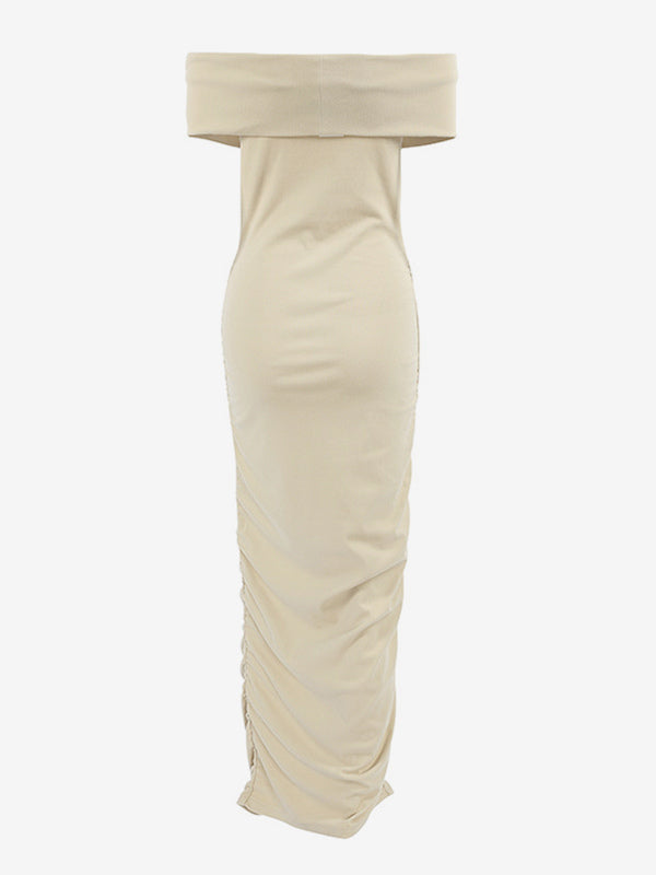 Bodycon Dress Off-Shoulder Slim Fit Elegant Semi-formal Party Ruched Maxi Dress For Women 2026