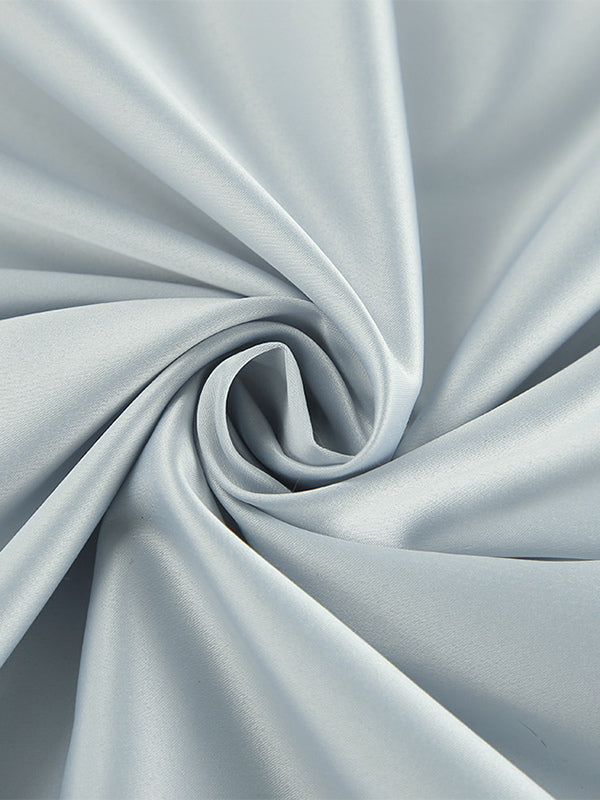 Gray Satin Skirt with Slit High Waisted Solid Color Summer A-line Long Skirt For Women 2026
