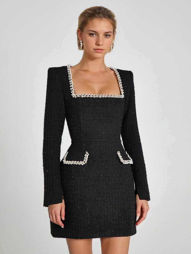 Mini Dress U-Neck Long Sleeves Semi-Formal Birthday Party Dress For Women 2026