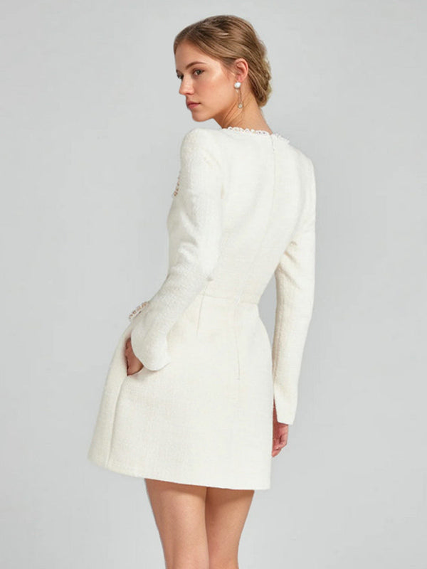 Mini Dress U-Neck Long Sleeves Semi-Formal Birthday Party Dress For Women 2026