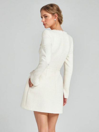 Mini Dress U-Neck Long Sleeves Semi-Formal Birthday Party Dress For Women 2026