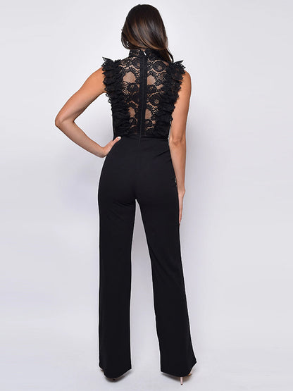 Lace Jumpsuits Stand Collar Sleeveless Sheer Summer One Piece Outfit For Women 2026