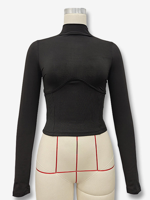 Crop Tops For Women Long Sleeves High Collar Slim Fit T-shirt For Women 2026