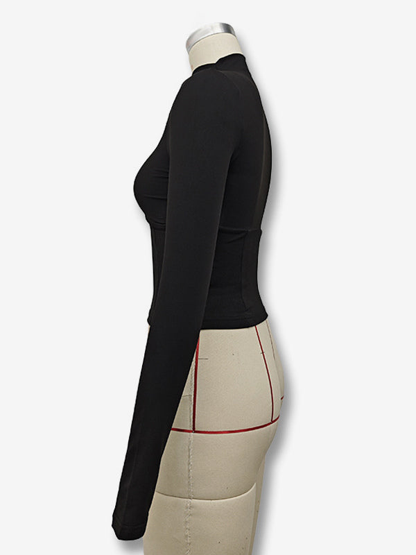 Crop Tops For Women Long Sleeves High Collar Slim Fit T-shirt For Women 2026
