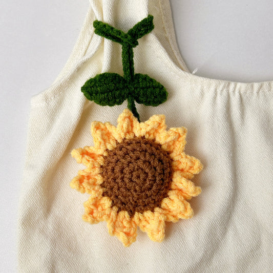 Crochet Sunflower Bag Charm Car Hanging
