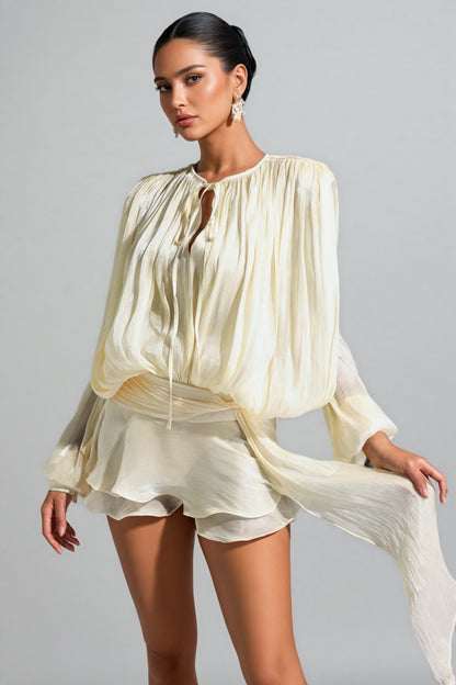 Jessamine Pleated Ruffle Mini Dress