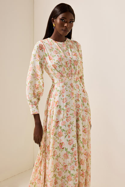 Chiffon Floral Long Sleeve Maxi Dress