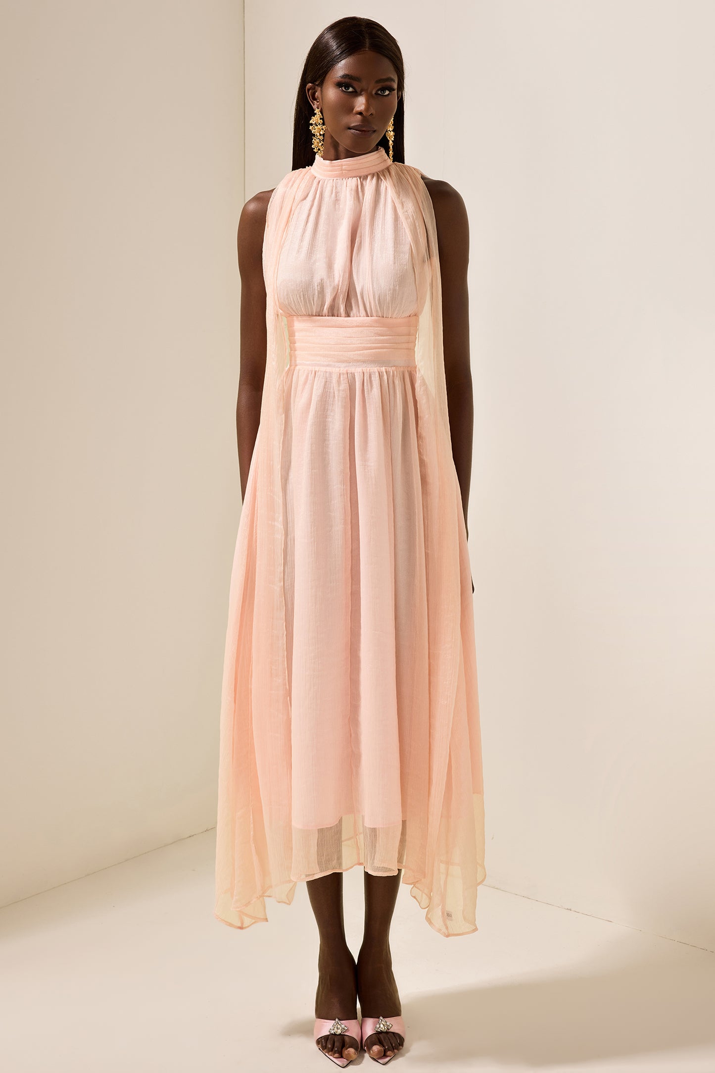 Stand Collar Sleeveless Maxi Dress