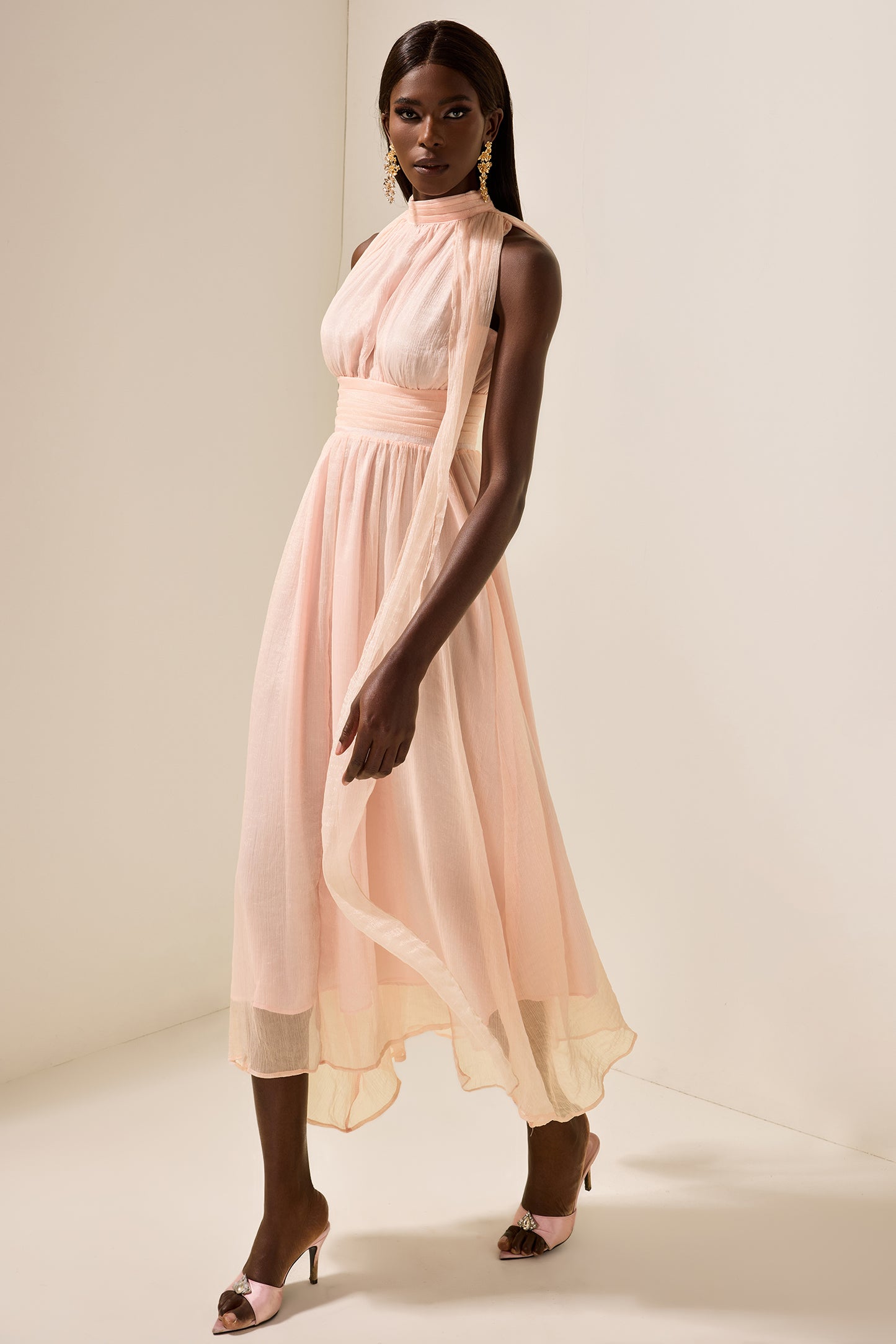 Stand Collar Sleeveless Maxi Dress