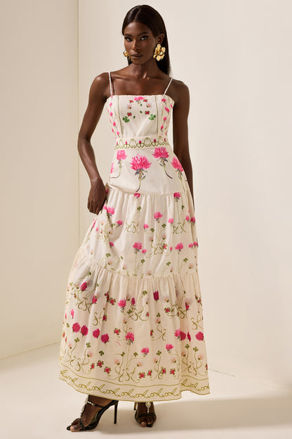 Floral Cami Tapered Waist Midi Dress