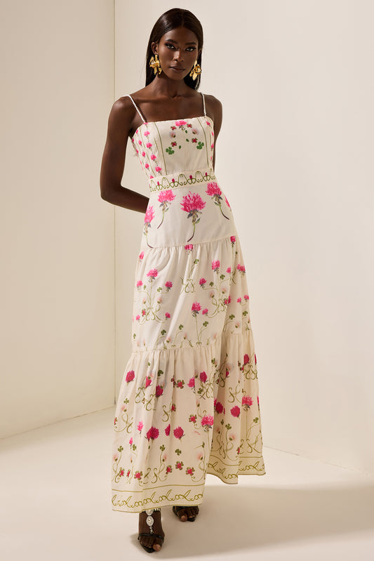 Floral Cami Tapered Waist Midi Dress
