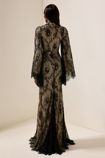 Lace Long Sleeve Midi Dress