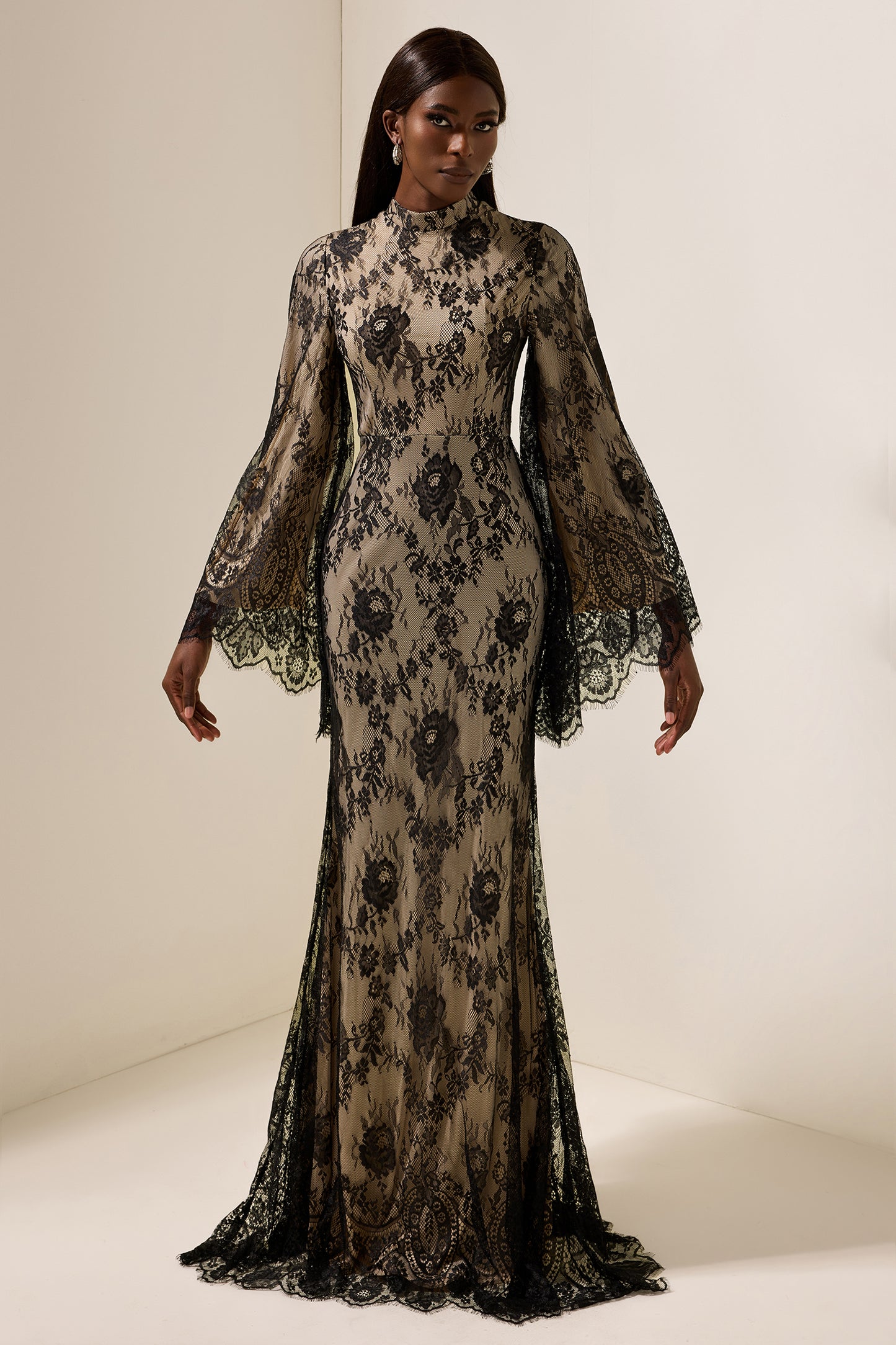 Lace Long Sleeve Midi Dress