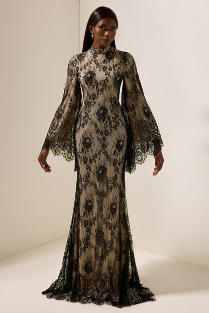 Lace Long Sleeve Midi Dress