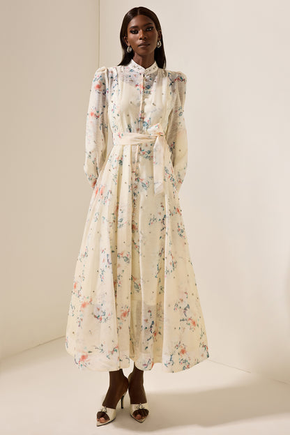 Floral Rhinestone Bottom Midi Dress