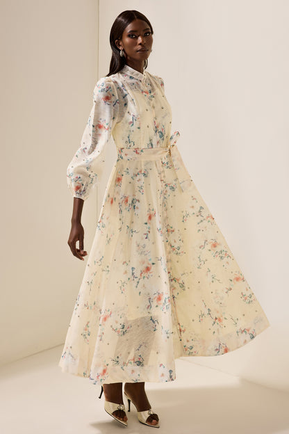 Floral Rhinestone Bottom Midi Dress