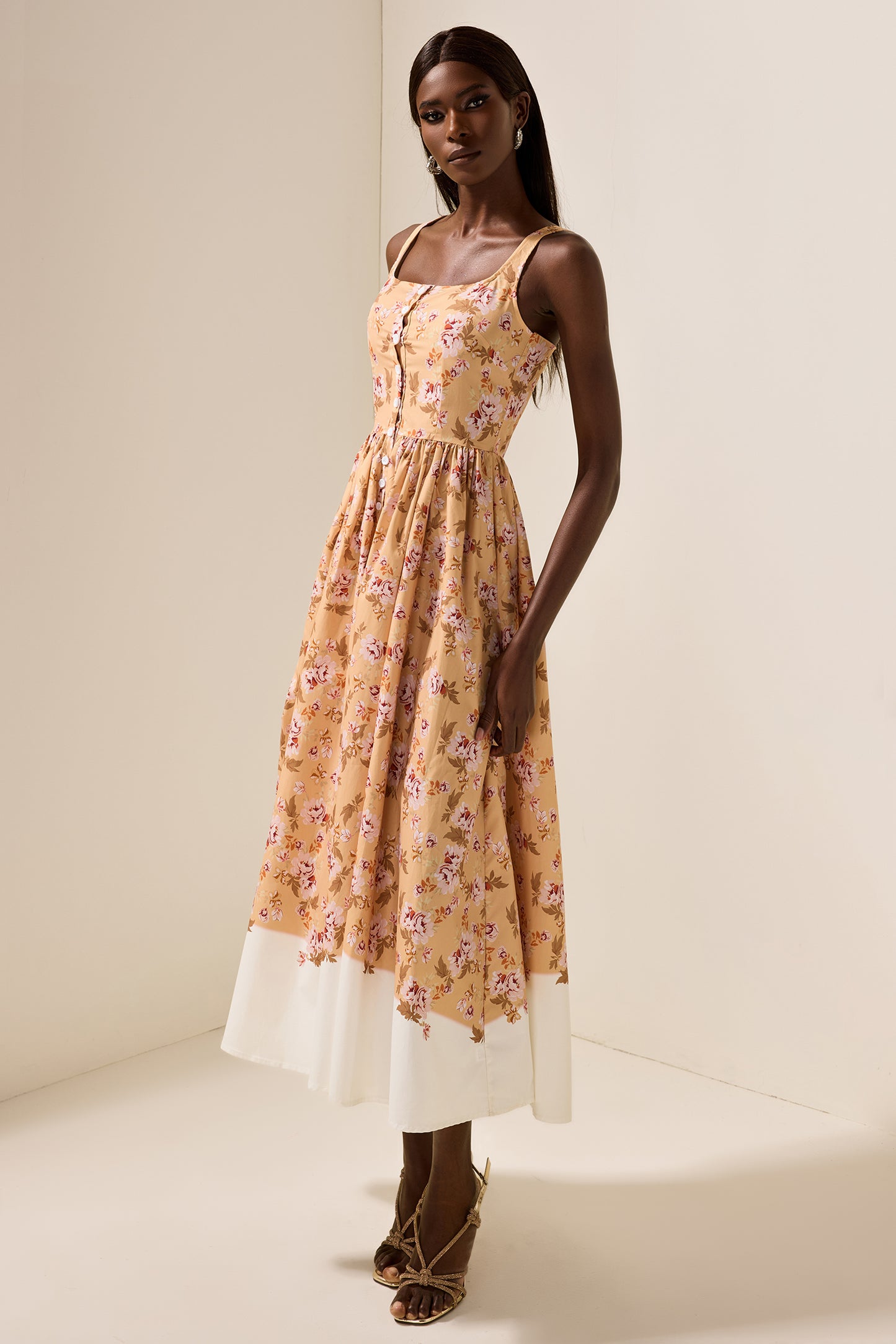 Floral Sleeveless Slip Midi Dress