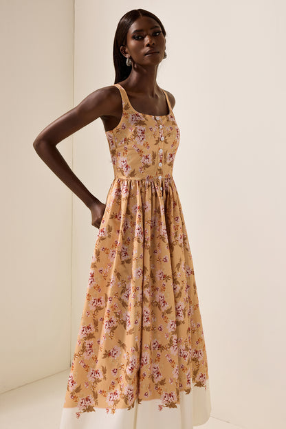 Floral Sleeveless Slip Midi Dress