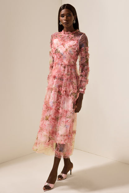 Floral Ruffle Tiered Midi Dress