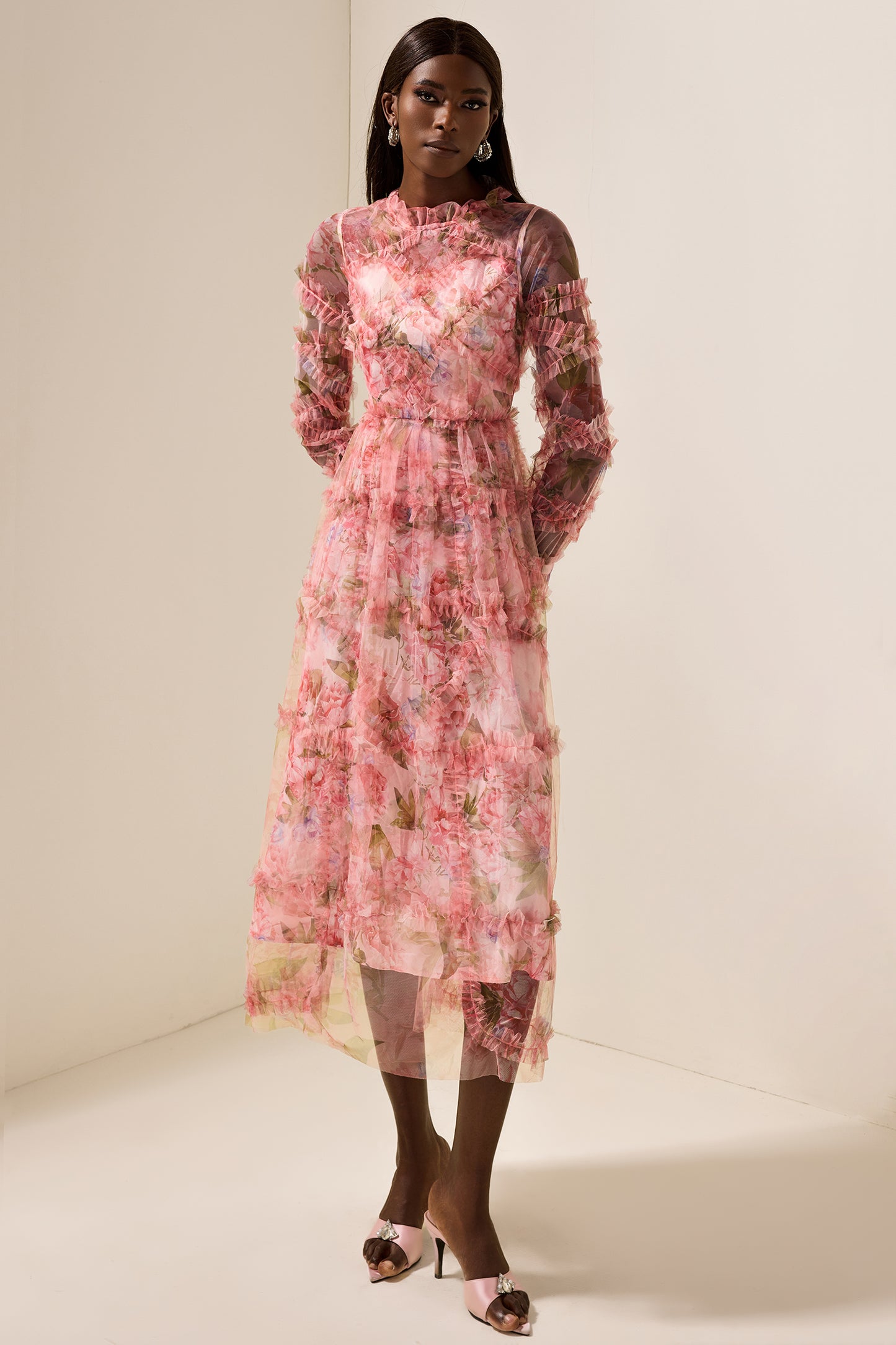 Floral Ruffle Tiered Midi Dress