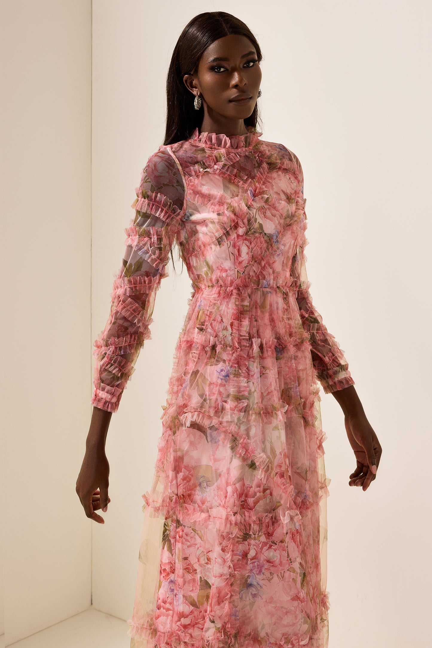 Floral Ruffle Tiered Midi Dress