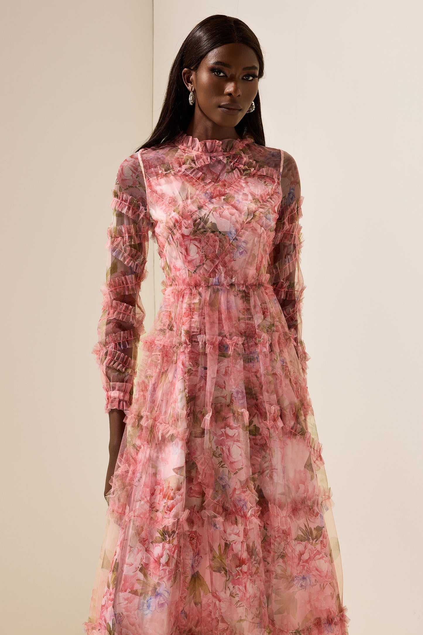 Floral Ruffle Tiered Midi Dress