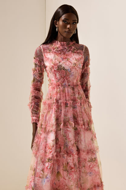 Floral Ruffle Tiered Midi Dress