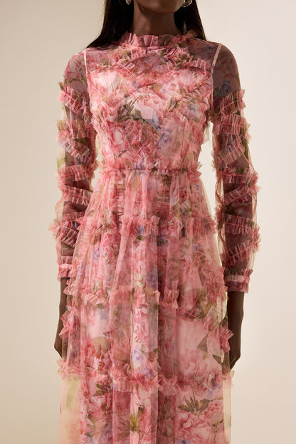 Floral Ruffle Tiered Midi Dress